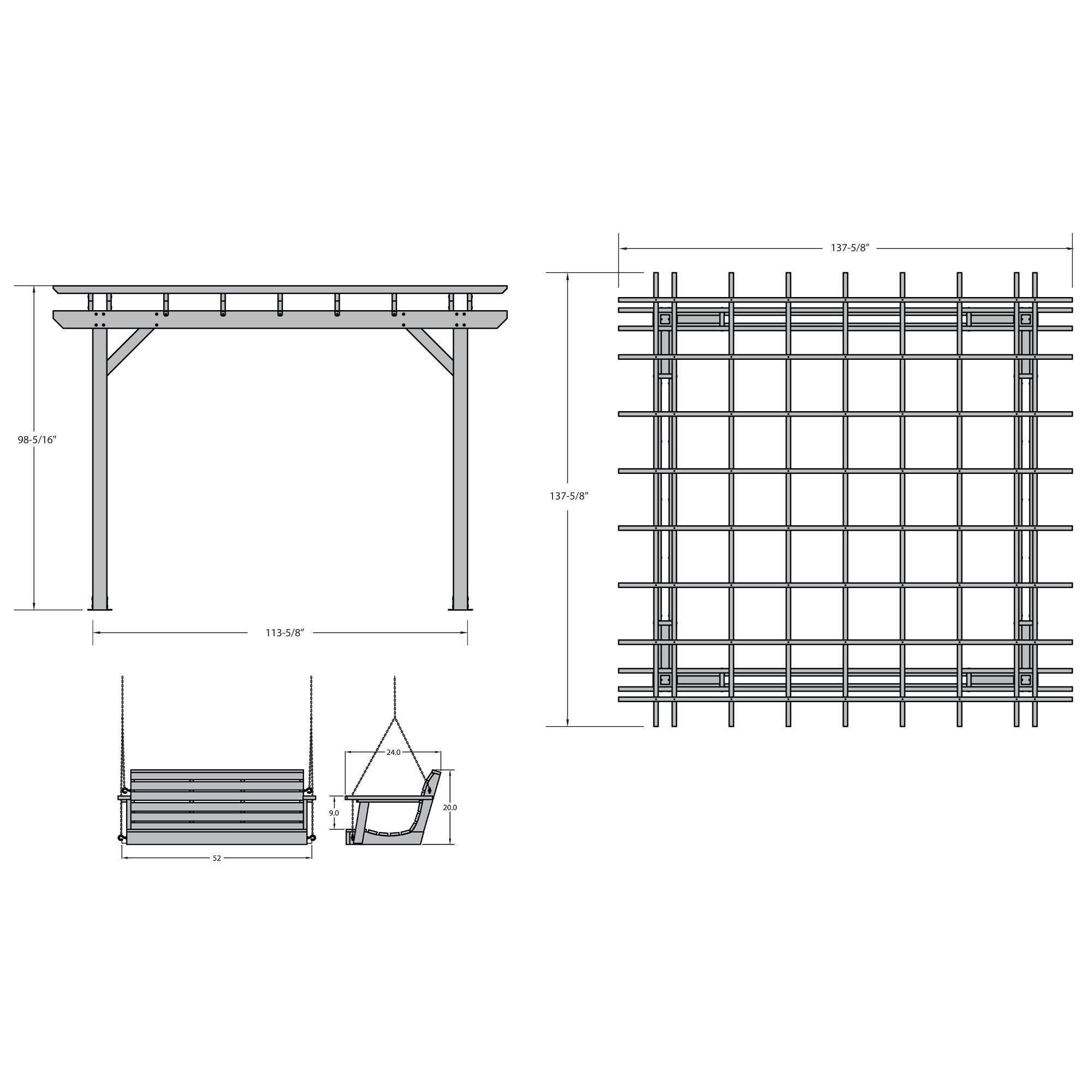12x12ft Bodhi Pergola with 2 Weather-Resistant 4ft Swings - Perfect for Backyard Relaxation, Garden Decor & Outdoor Entertaining