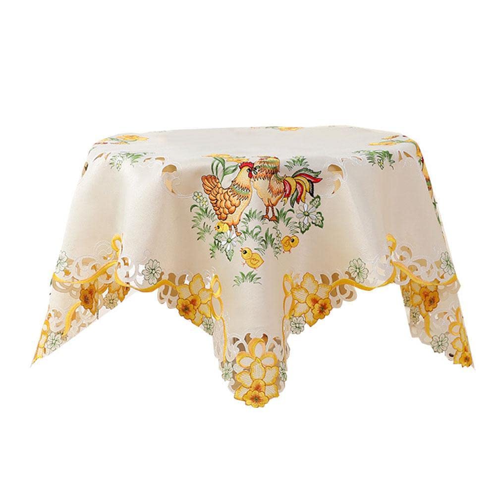 Zhangxu Embroidered Cutwork Tablecloth - Elegant Lace Trim Table Cover for Dining, Kitchen, Living Room | Perfect for Holiday Dinners, Tea Parties & Home Decor