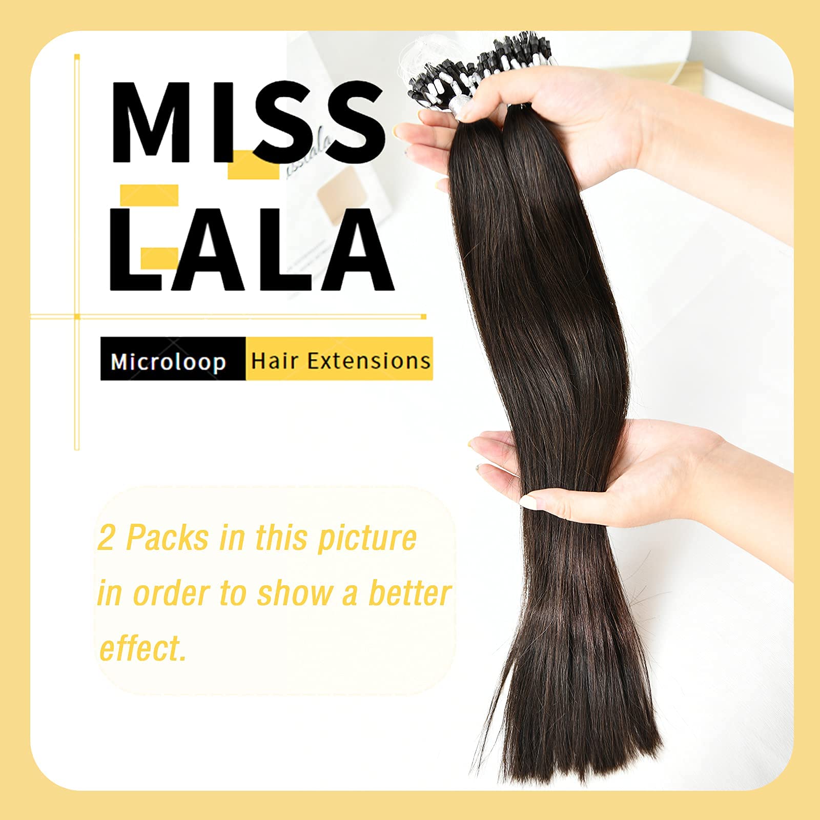 22 Inch 100% Human Hair Micro Loop Extensions - Remy Soft Straight Hair #2 Darkest Brown - 50 Strands (50g) | Perfect for Length & Volume, Styling, Parties & Everyday Wear
