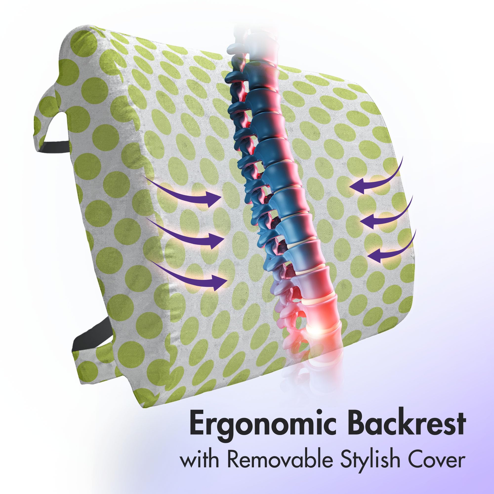 Ambesonne Lime Green Lumbar Support Pillow - Polka Dot Design for Office Chair & Car Seat - High Density Foam Back Cushion (14