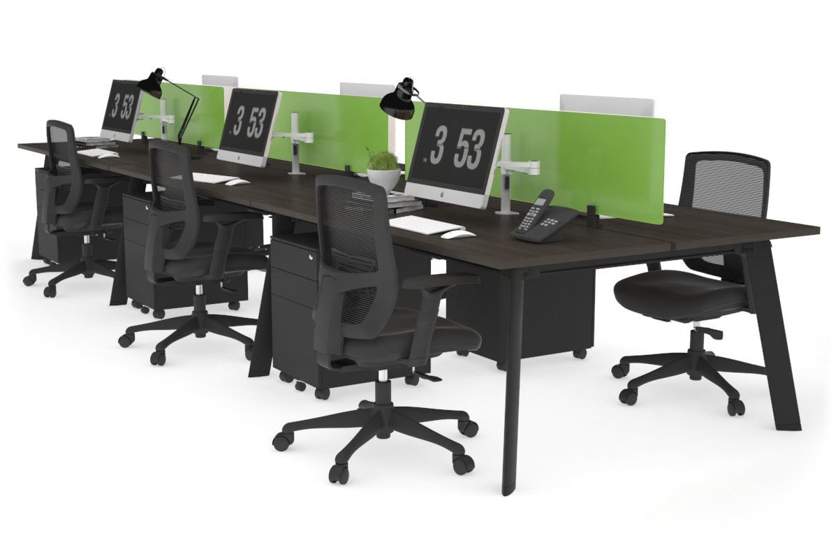 6-Person Workstation with Black Frame - 1400L x 700W Office Desk for Team Collaboration & Open Workspaces