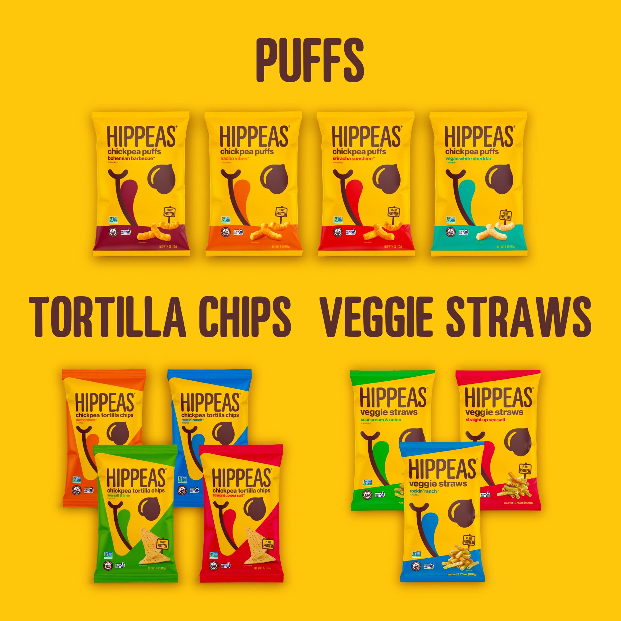HIPPEAS Organic Vegan Veggie Straws - Sour Cream & Onion Flavor | 3.75oz | Gluten-Free, High Protein, Crunchy Snacks | Perfect for School Lunches, Road Trips & Healthy On-the-Go Snacking