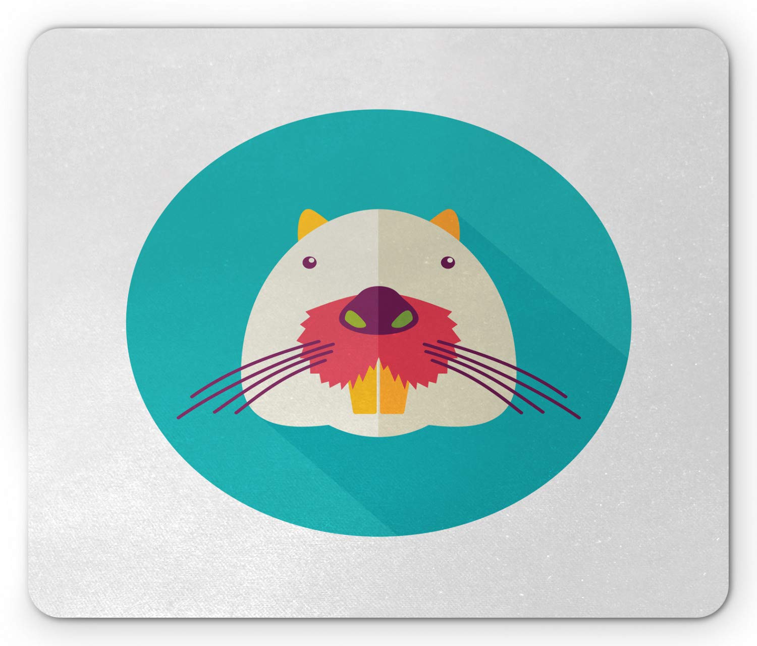 Ambesonne Colorful Cartoon Beaver Mouse Pad - Non-Slip Rubber Mousepad with Animal Illustration, Standard Size for Office & Gaming - Fun Desk Accessory for Computer, Laptop & Workstation