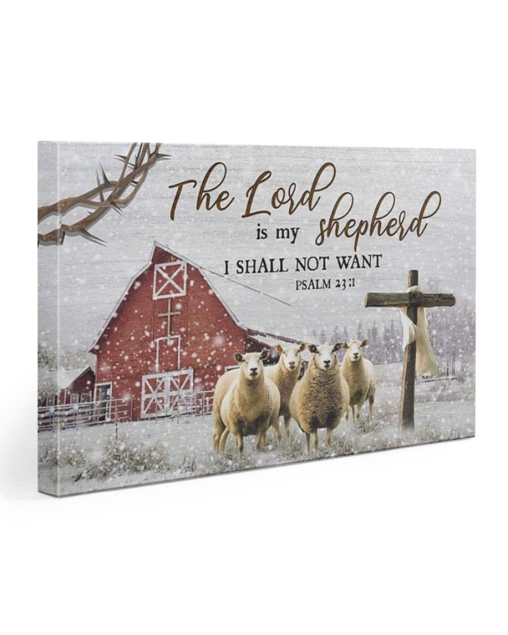 Inspirational Psalm 23:1 Christian Wall Art - 'The Lord Is My Shepherd' Jesus Canvas Print for Christmas Decor, Home & Church