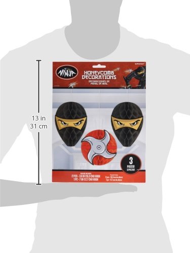Amscan Ninja Honeycomb Party Decorations - 3 Piece Set for Birthday, Halloween & Themed Events - Perfect for DIY Party Favors, Wall Decor & Photo Backdrops