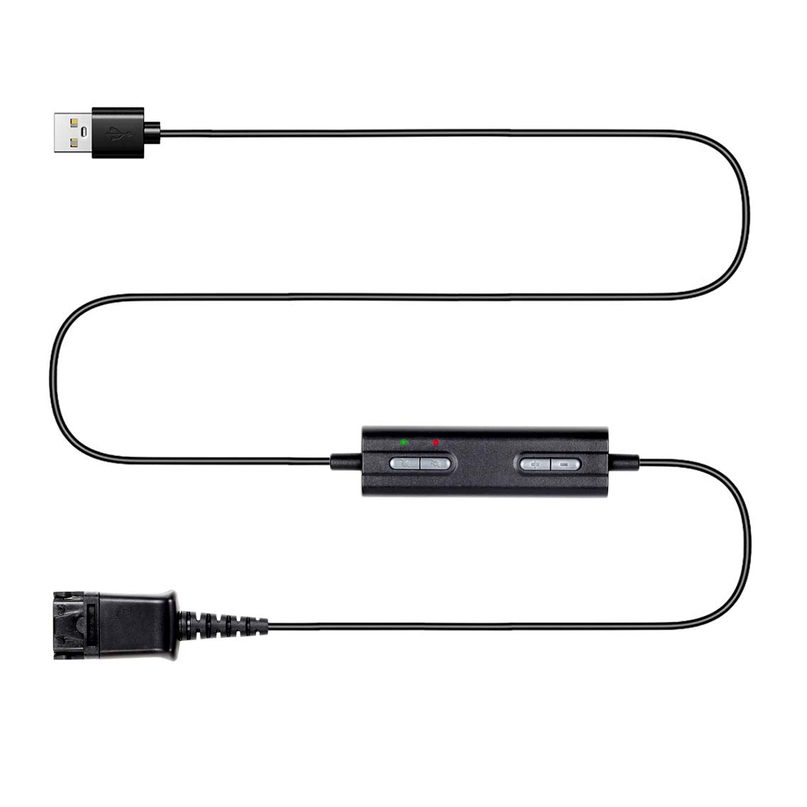 VoiceJoy QD to USB Adapter Cable with Volume Control & Separate Mute for Speaker/Microphone - Compatible with Plantronics Headsets (Perfect for Call Centers, Online Meetings & Gaming Headsets)
