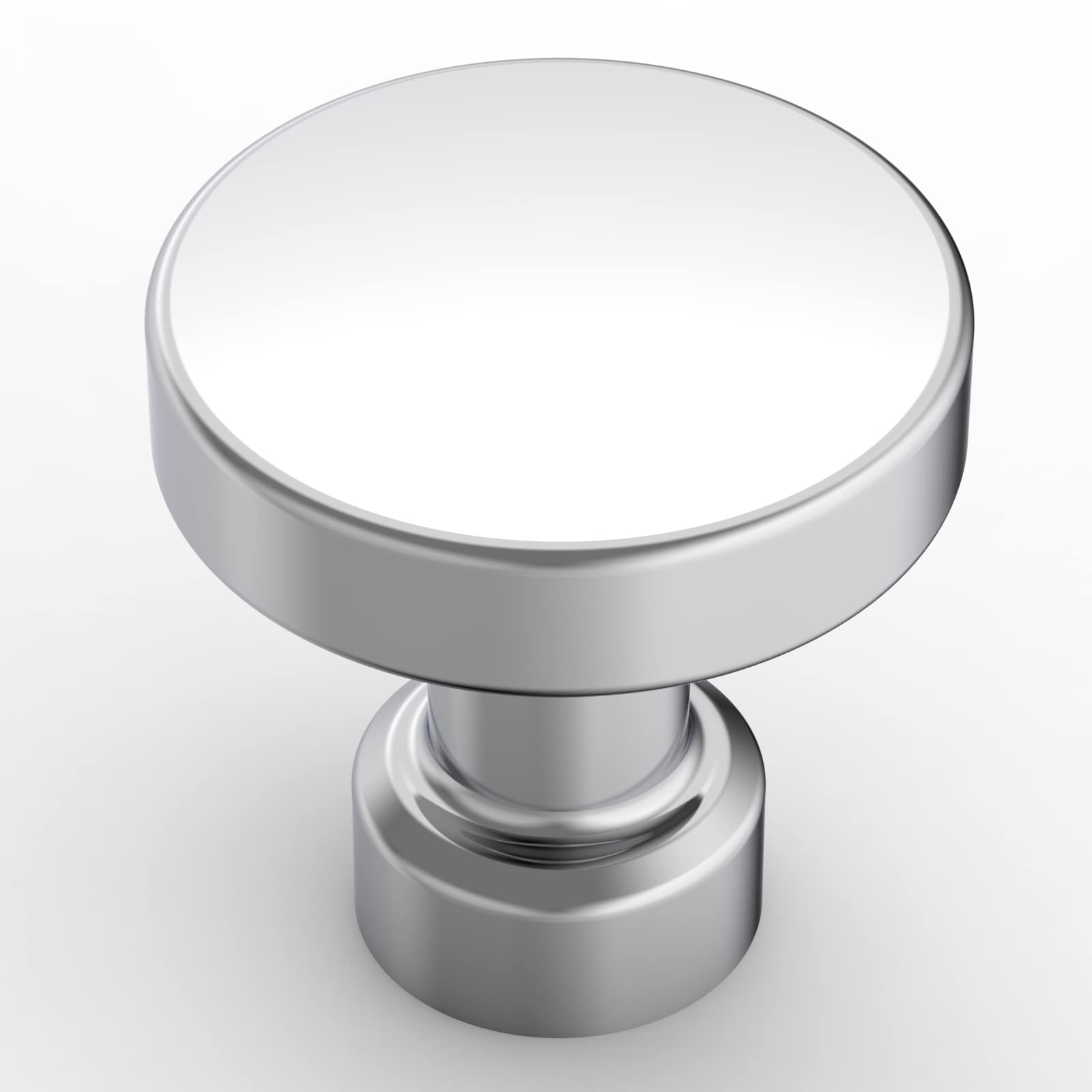 Amerdeco 10 Pack Chrome Cabinet Knobs - Round Drawer Pulls for Kitchen & Bathroom