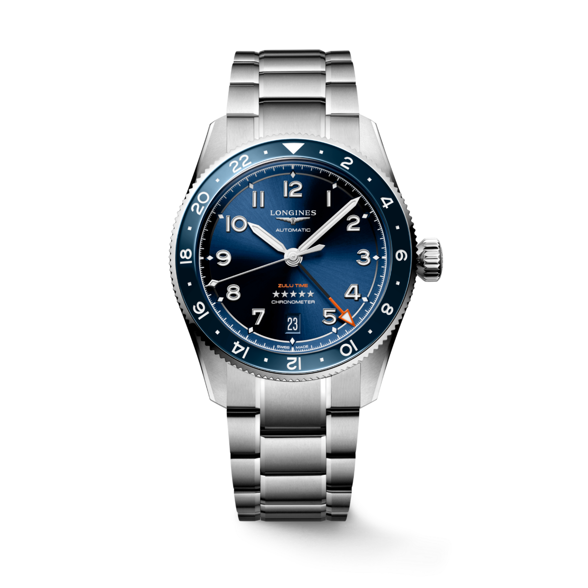 Longines Spirit Zulu Time 39mm Blue Automatic Men's Watch - Luxury Swiss Timepiece for Travelers & Business Professionals - Perfect for Business Meetings, World Travel & Special Occasions