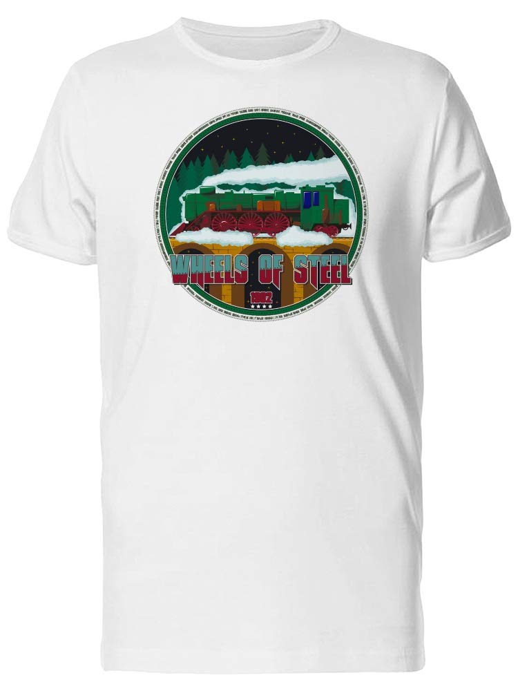 Men's Green Locomotive in Motion Graphic T-Shirt - Casual Cotton Tee for Everyday Wear & Train Enthusiasts
