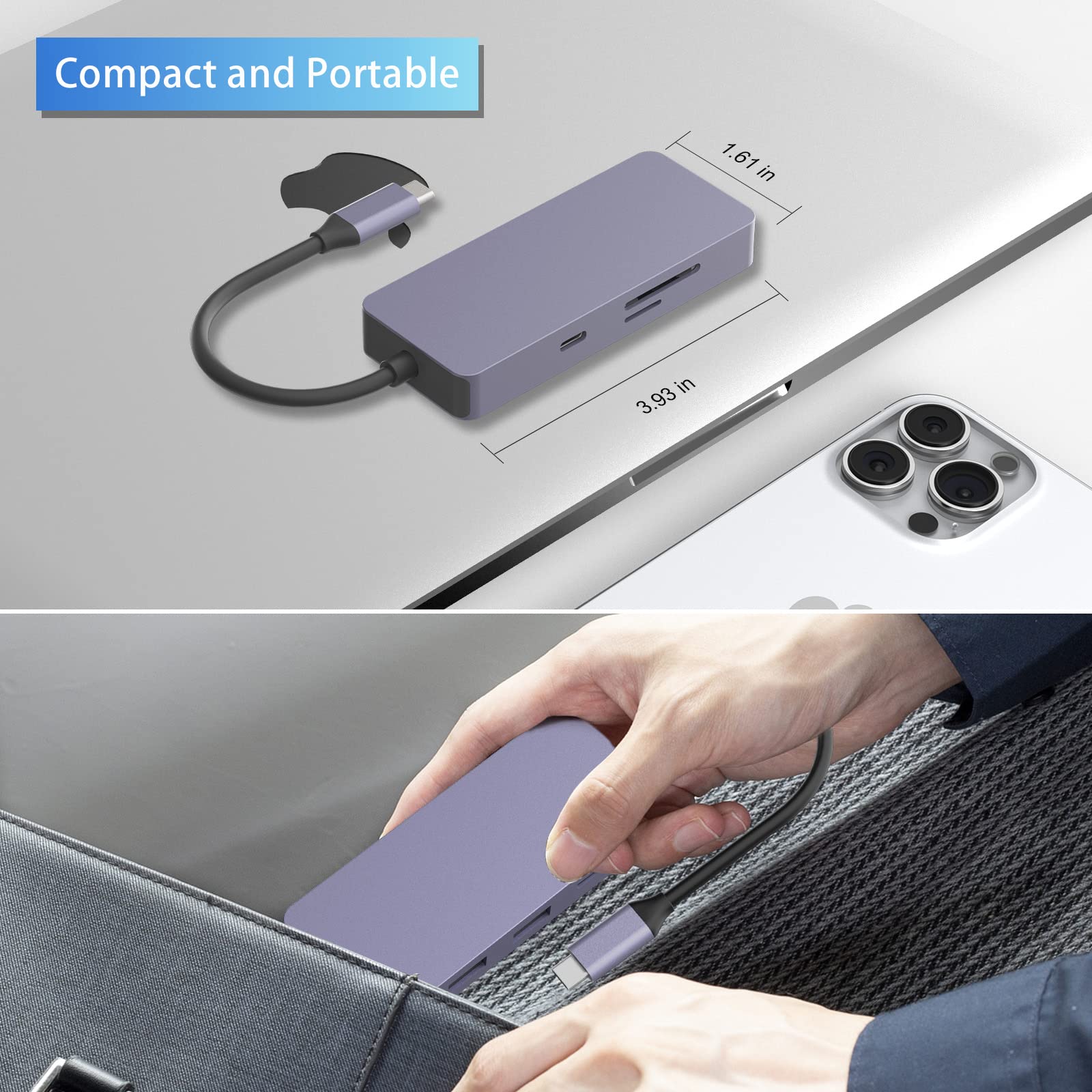 7-in-1 USB C Hub with 4K HDMI, 2 USB 3.0 Ports, USB C 3.0, SD/TF Card Reader & 100W PD - Multi-Port USB C Adapter Dongle for MacBook Pro/Air, Windows Laptops - Perfect for Home Office, Travel & Video Conferencing