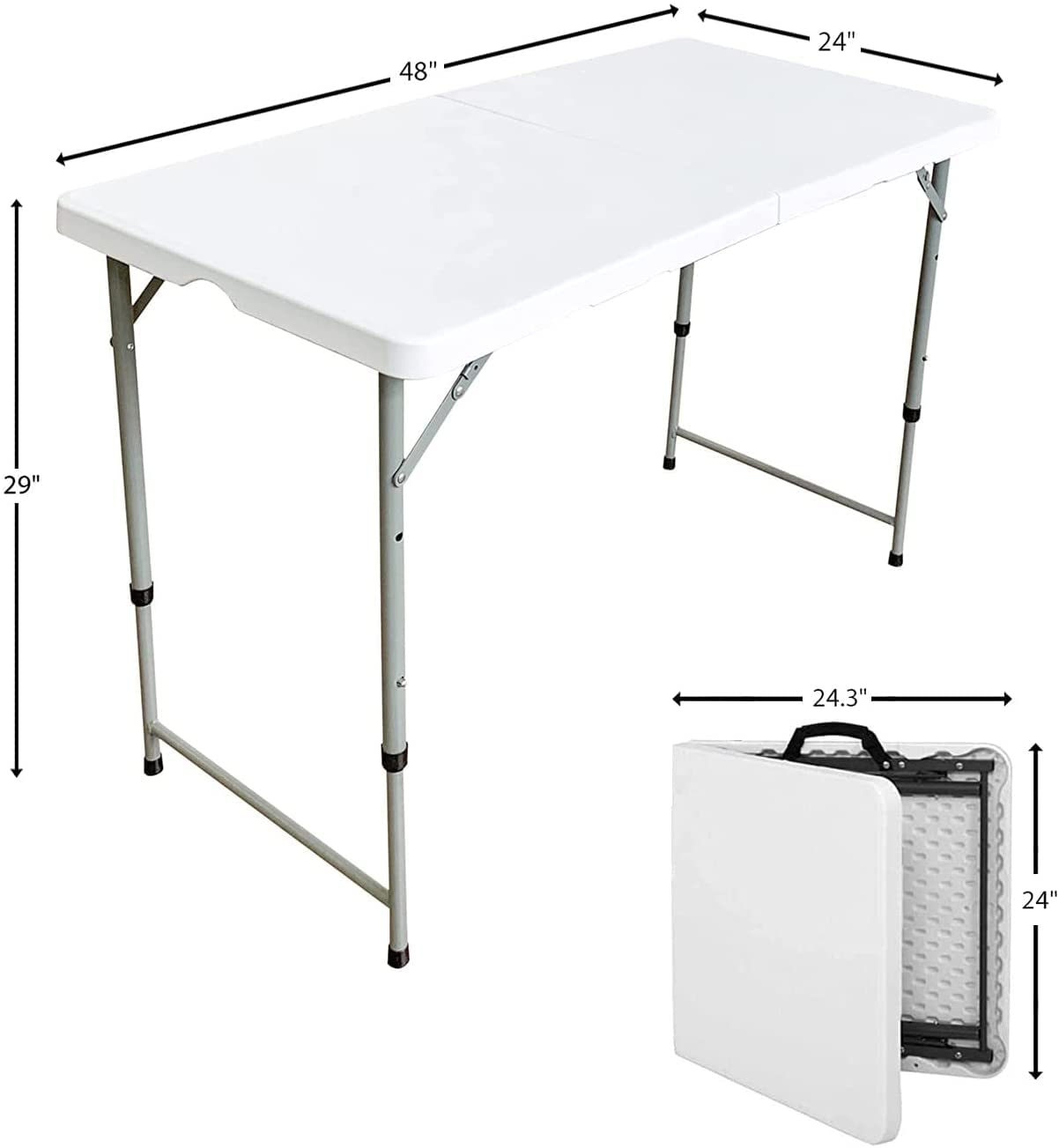 Foldable Plastic Picnic Table - Lightweight Portable Bi-Fold Folding Table for Indoor & Outdoor Use - Perfect for Camping, Parties, Dining & Picnics (4ft, 6ft, 8ft Sizes) - Great for Backyards, BBQs, Tailgating & Events
