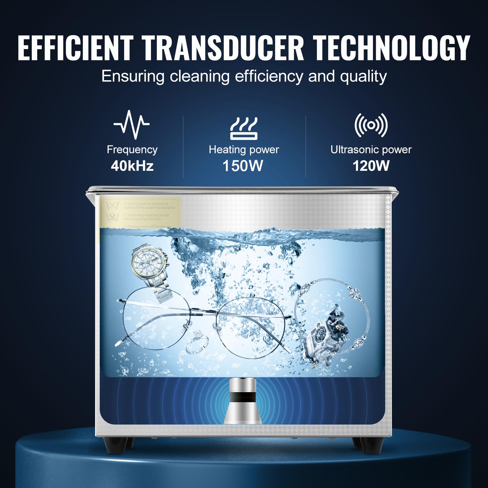 VEVOR 3L Professional Ultrasonic Cleaner with Digital Timer & Heater - Stainless Steel Industrial Cleaning Machine for Jewelry, Glasses, Watches, Dental & Electronic Parts - 110V, FCC/CE/RoHS Certified - Perfect for Home, Lab & Workshop Use