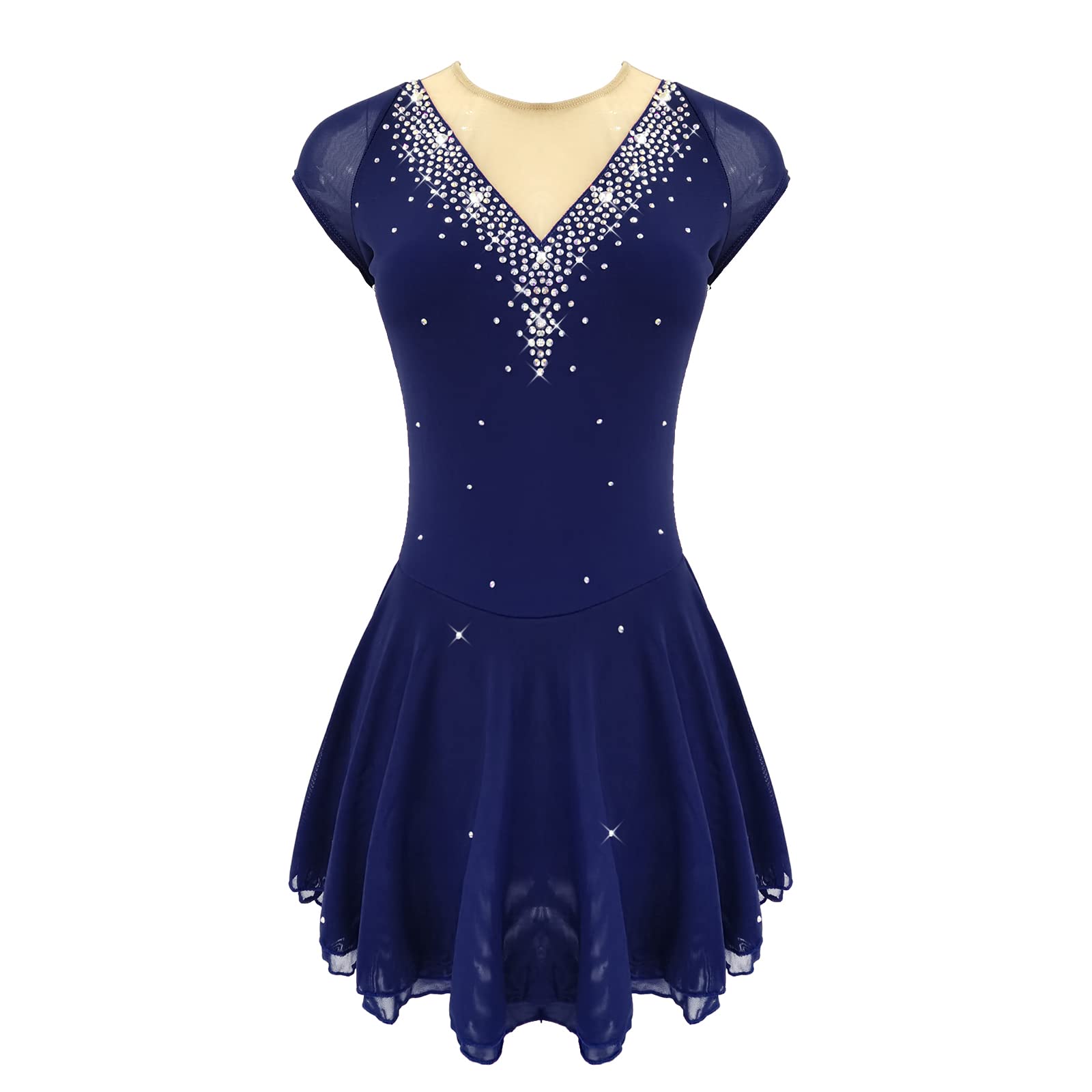 LIUHUO Sparkling Ice Skating Dress for Girls & Women - Rhinestone Competition Dance Costume for Kids - Perfect for Figure Skating, Performances & Recitals