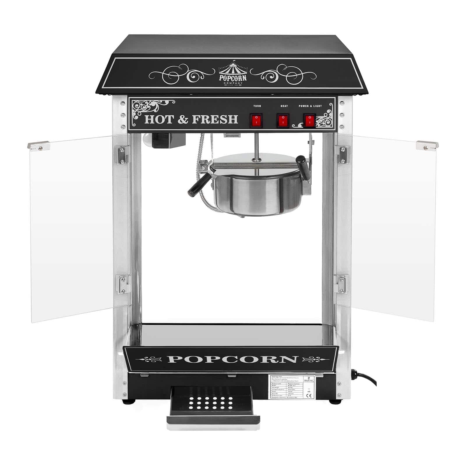 Royal Catering RCPS-16.2 Commercial Popcorn Machine - 16oz Kettle, 120V, Perfect for Movie Theaters, Carnivals & Home Theater Snack Bars