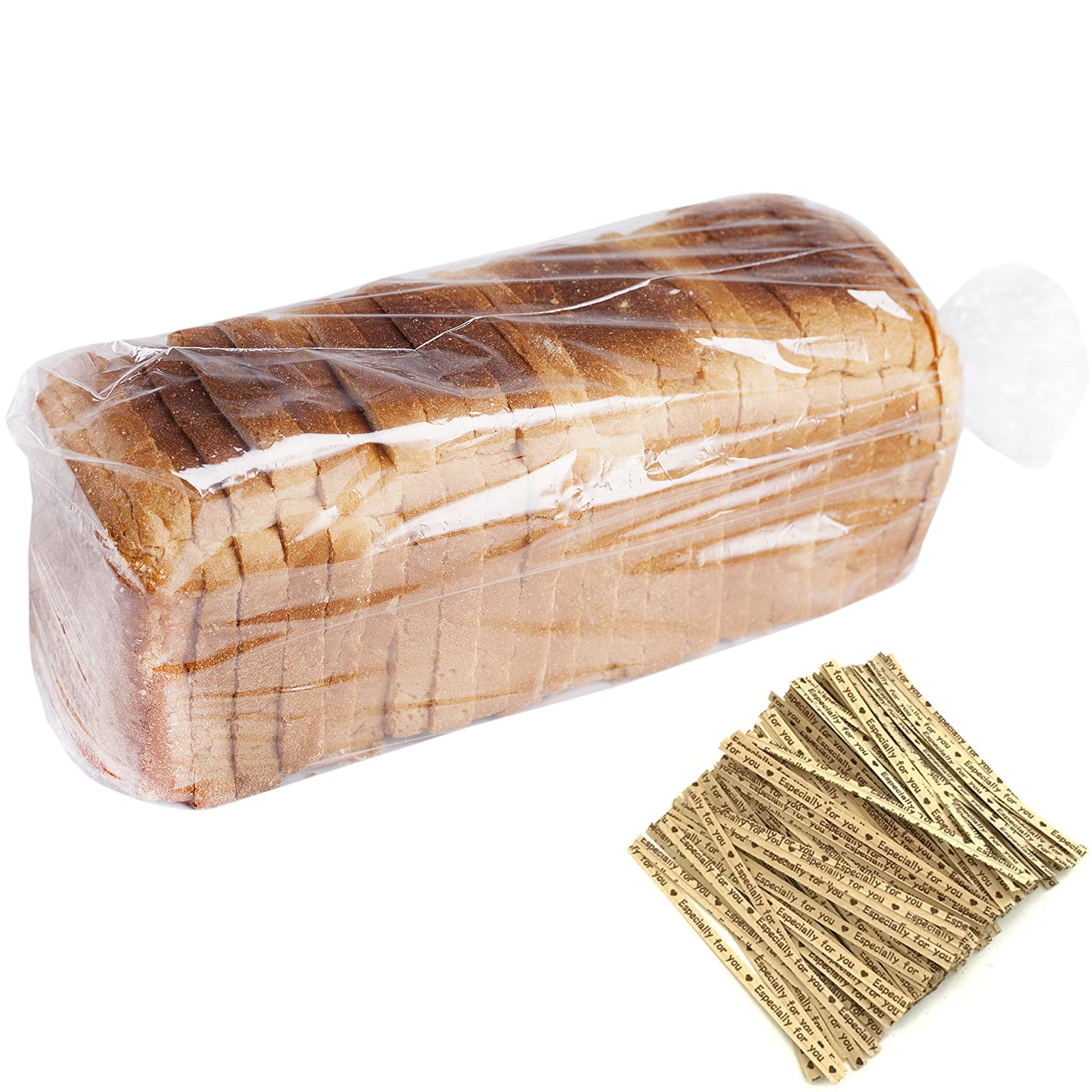 100-Pack Reusable Plastic Bread Bags with Ties - 18x4x8 Inches Loaf Storage Bags for Homemade Bread, Bakery, Gift Wrapping & Food Preservation - Perfect for Bakers, Home Kitchens & Commercial Use