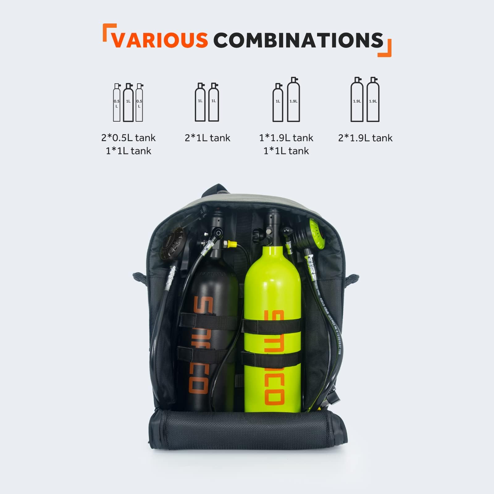 SMACO Scuba Diving Backpack with Detachable Small Bag - Waterproof Travel Backpack for Scuba Gear, Mini Tanks, Diving Mask, Snorkel & Fins - Perfect for Dive Trips, Beach Vacations & Water Sports