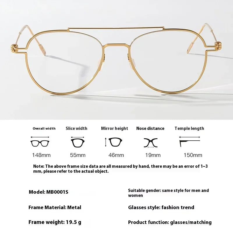 Stylish Aror Men's Full Rim Oval Double Bridge Titanium Alloy Eyeglasses Frame 49408 | Lightweight & Durable | Perfect for Work, Reading & Everyday Wear