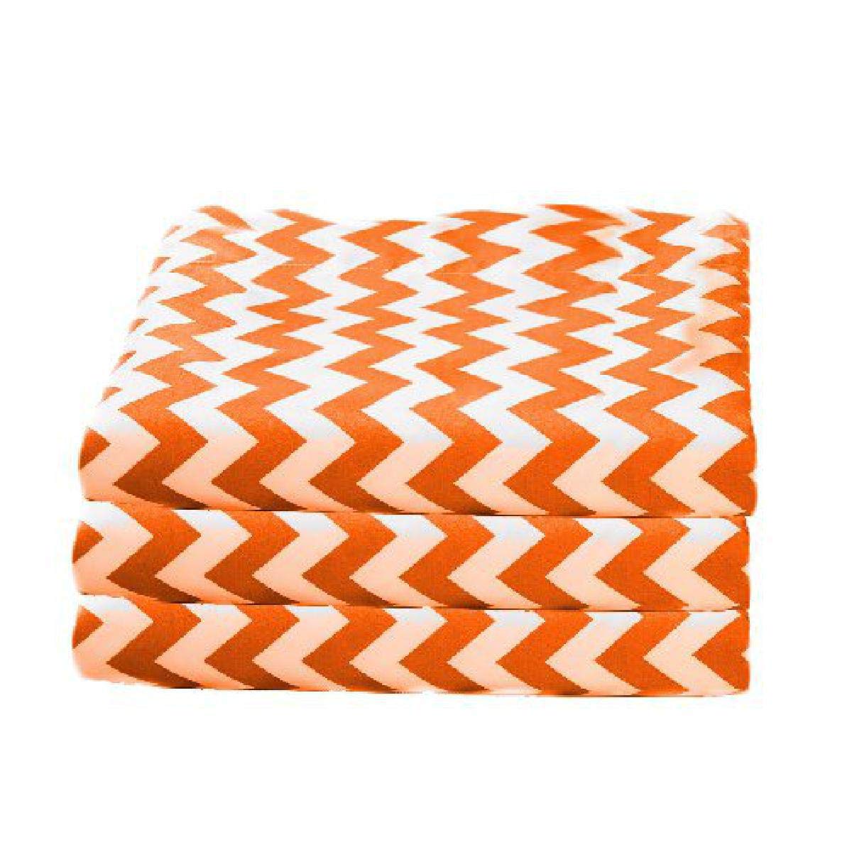 BKB Daycare 6-Piece Chevron Fitted Crib Sheets & Toddler Bed Sheets Set - Soft Orange Nursery Bedding for Boys & Girls - Perfect for Daycare Centers, Home Nurseries & Toddler Rooms