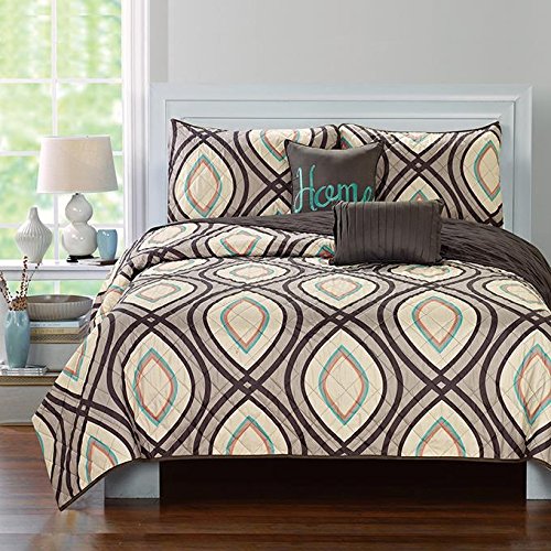 RT Designers Porto 5-Piece Queen Quilt Set - Luxury Bedding Collection for Cozy Bedroom Decor | Perfect for Master Bedrooms, Guest Rooms & Airbnb Stays