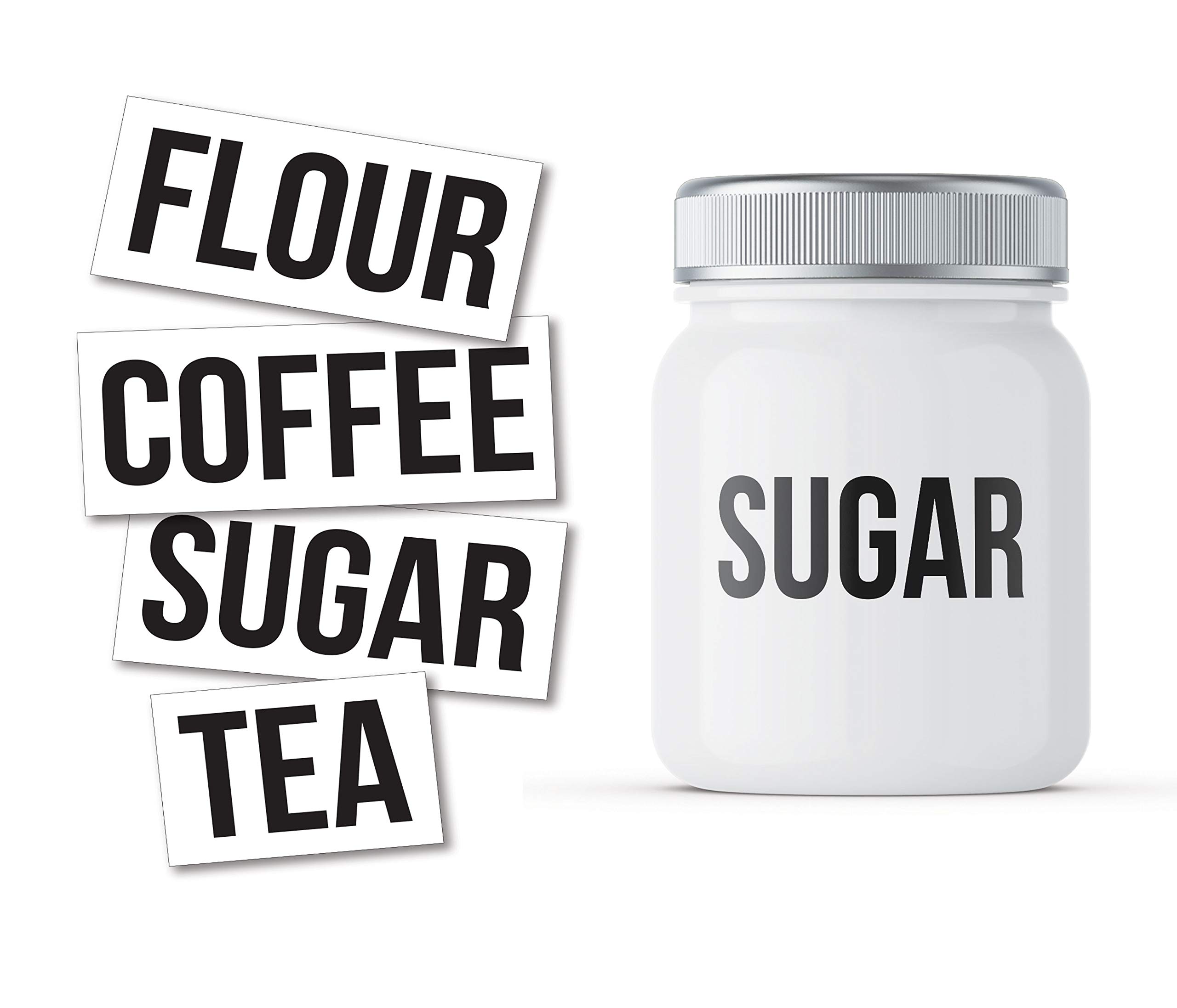 4-Pack Kitchen Jar Labels - Flour, Coffee, Sugar & Tea Decal Stickers for Pantry Organization | Perfect for Spice Jars, Canisters & Food Storage Containers