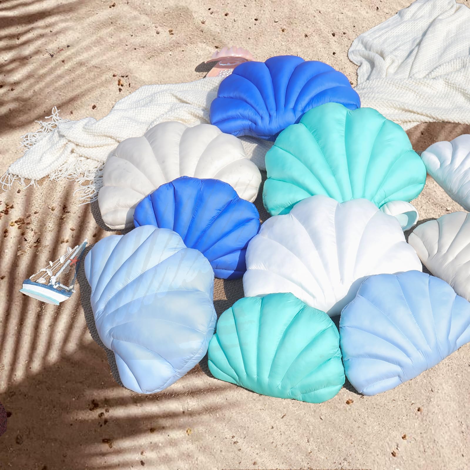 YRXRUS Waterproof Outdoor Seashell Throw Pillow - 13x17 Inch Off White Beach Patio Decorative Pillow for Garden, Balcony, Couch & Furniture - Perfect for Spring Summer Decor, Coastal Home Accent & Outdoor Gifts