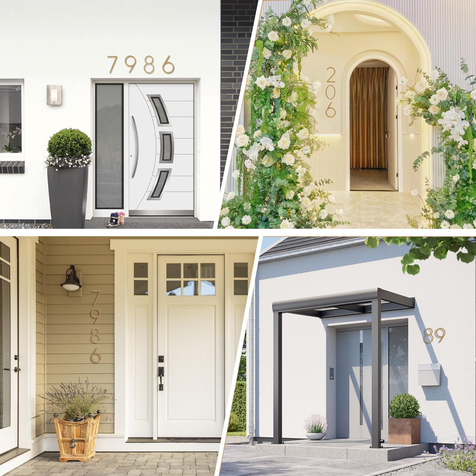 Modern Floating House Numbers 5 Inch - Deamos Zinc Alloy Reflective Address Plaque for Home (Gold Finish, Floating/Flush Mount) - Perfect for Mailbox, Front Door & Driveway Visibility [Number 8]