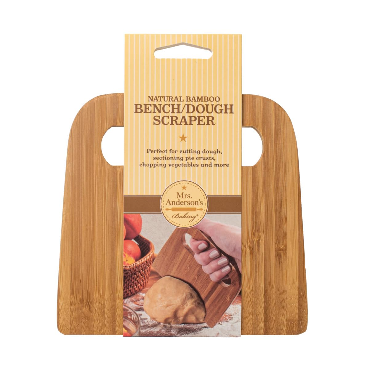 Mrs. Anderson's Baking Bench Dough Scraper - Natural Bamboo Pastry Cutter (5.91