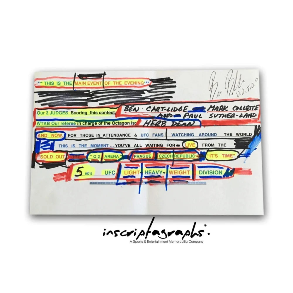 Authentic UFC Octagon Used Intro Card - Bruce Buffer's Czech Blachowicz vs Thiago Santos Fight Collectible | Perfect for MMA Memorabilia Display & UFC Fan Gifts