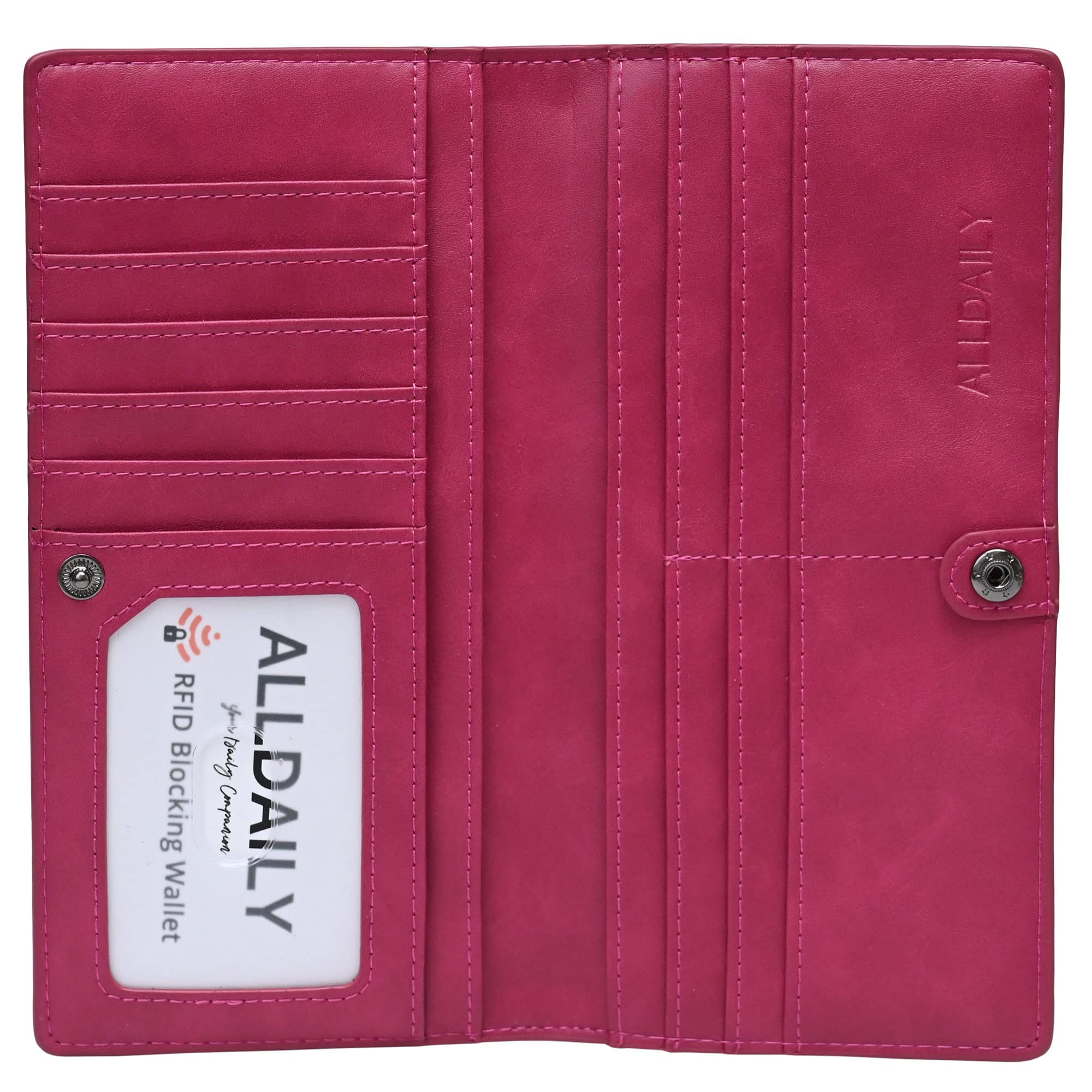 Ultra Slim RFID Blocking Women's Wallet - Bifold Credit Card Holder for Ladies with Long Billfold (Fuchsia Purple) | Perfect for Everyday Use, Travel & Gift Giving