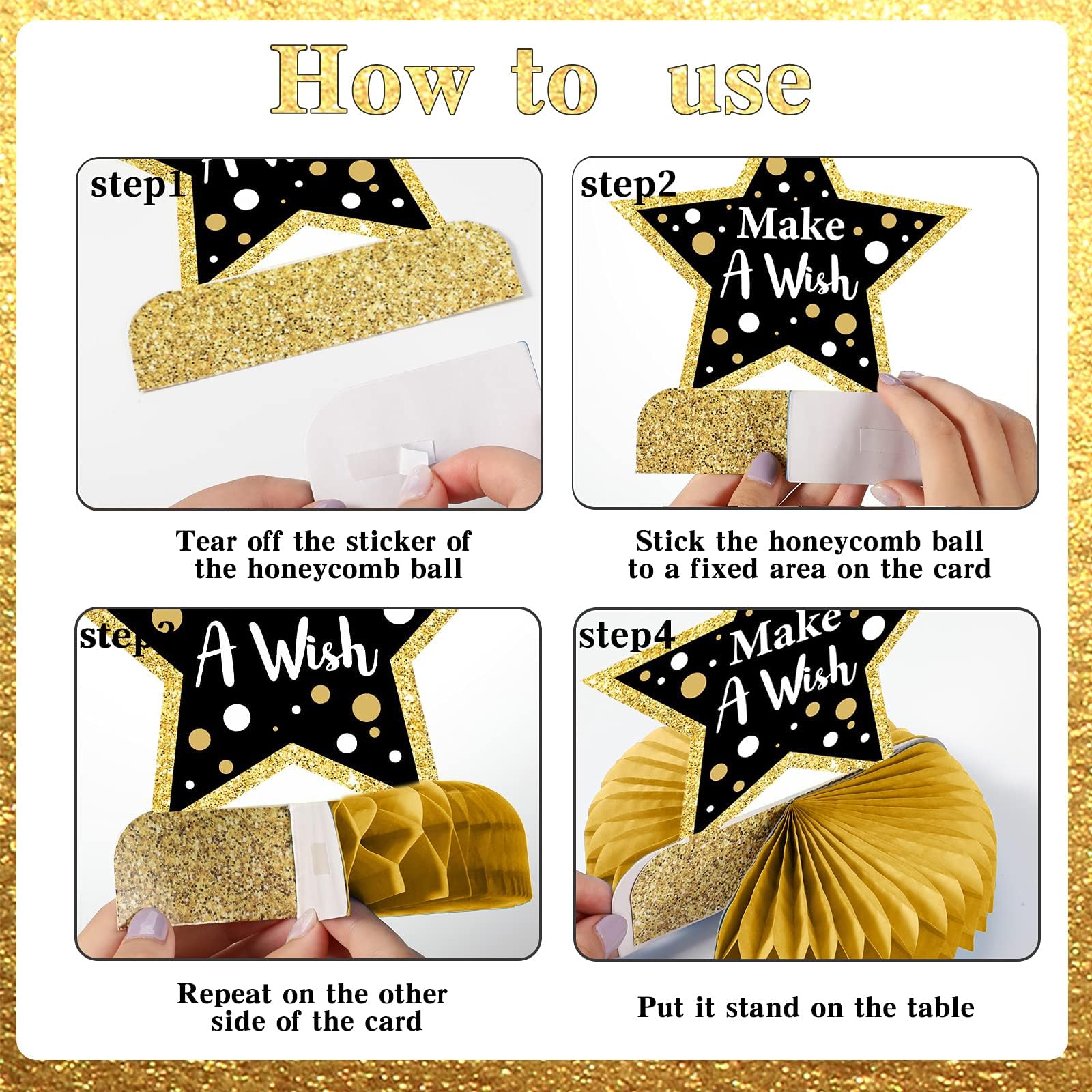 9-Piece Black & Gold Birthday Party Decor Set - Honeycomb Table Toppers, Centerpieces for Men & Women | Perfect for Adult Birthday Celebrations, Anniversary Parties & Special Event Decorations