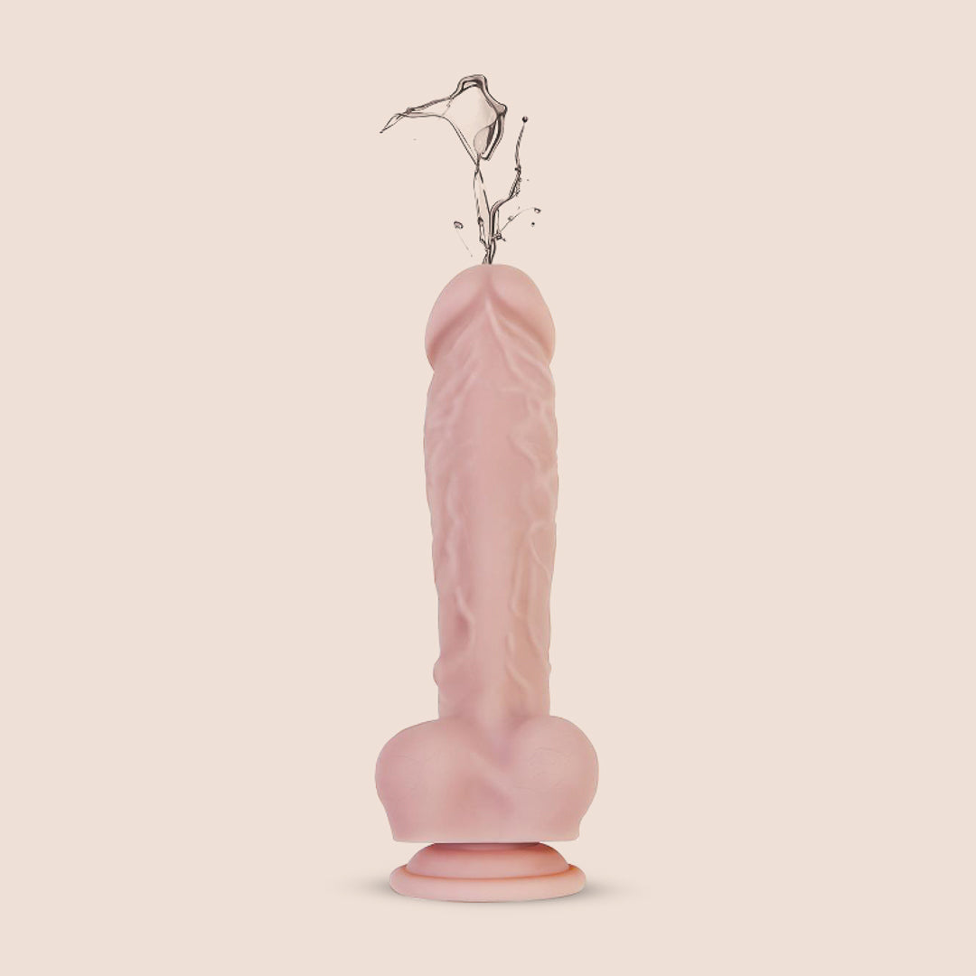 8 Inch Rechargeable Silicone Vibrating Dildo with Balls - Realistic Squirting Dildo for Couples Play & Solo Pleasure | Waterproof & Body-Safe Adult Toy for Bedroom Fun & BDSM Exploration