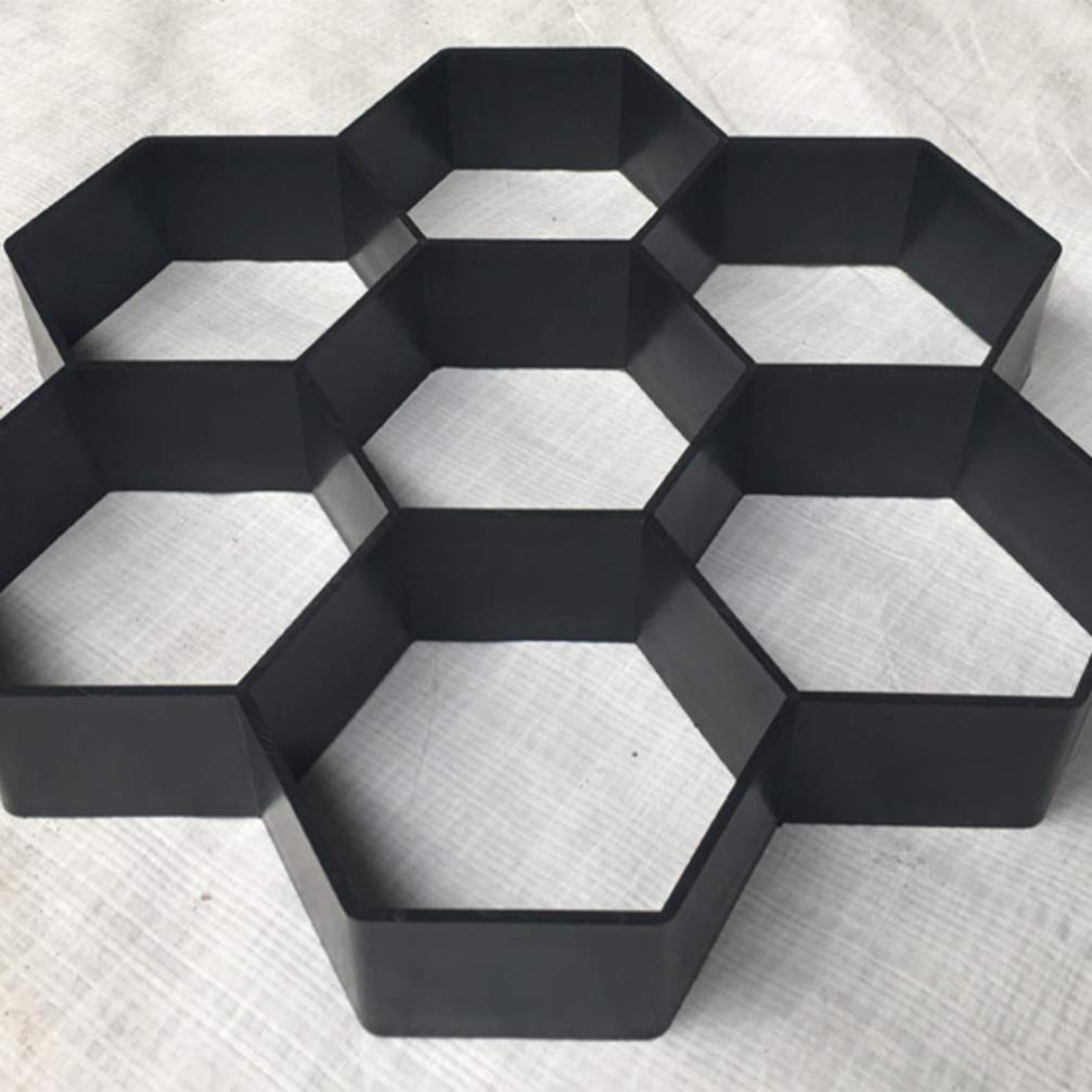 DOITOOL Reusable Hexagon Stepping Stone Mold - 29x28x4cm Black Plastic Concrete Path Maker for DIY Walkways, Garden & Patio - Perfect for Outdoor Landscaping and Decorative Pathways