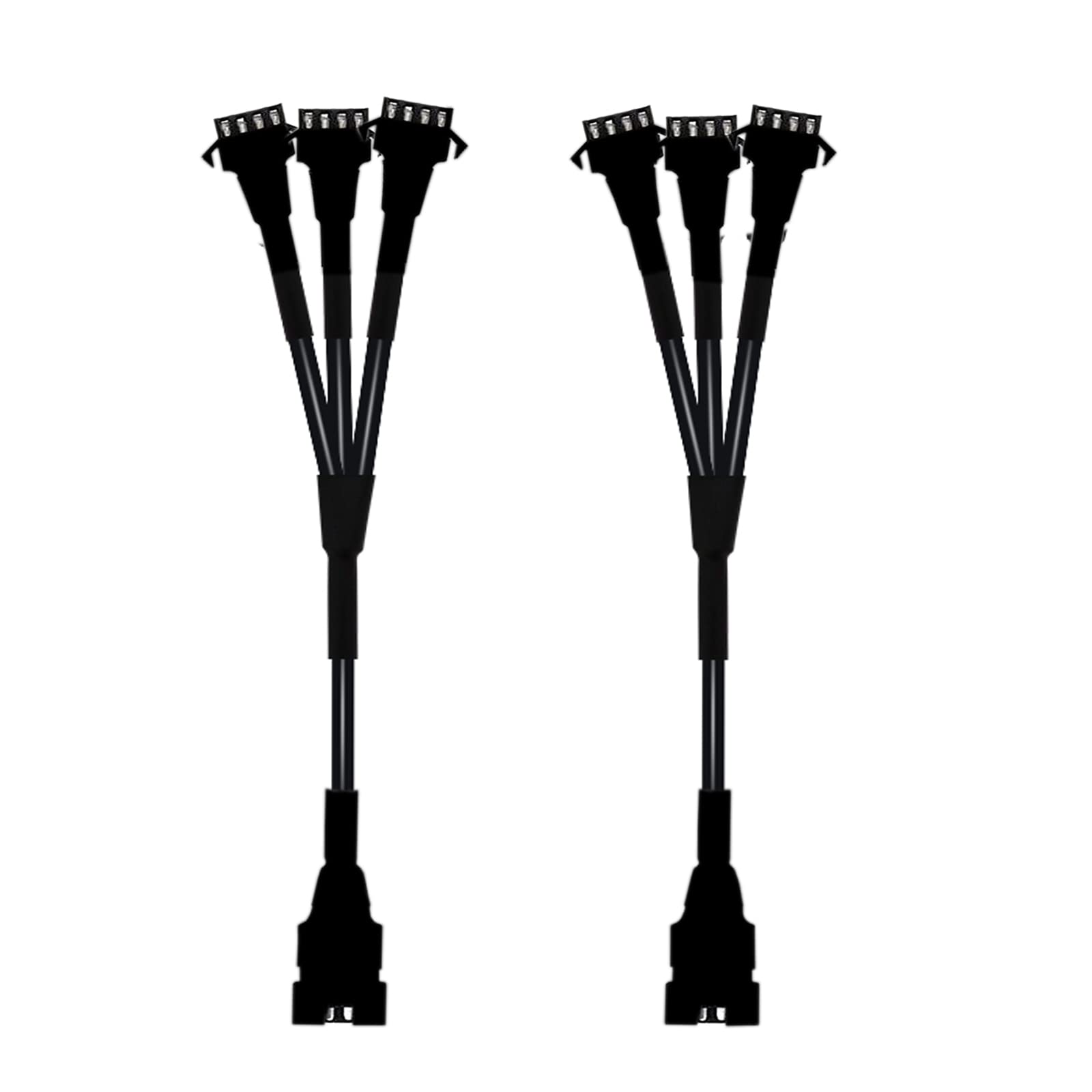 2Pcs Motorcycle LED RGB Extension Cable Wire - 1 to 3 Way 4-PIN Splitter (1 Male to 3 Female) for Neon Strip Lights - Perfect for Custom Bike Lighting & Underbody Glow Kits