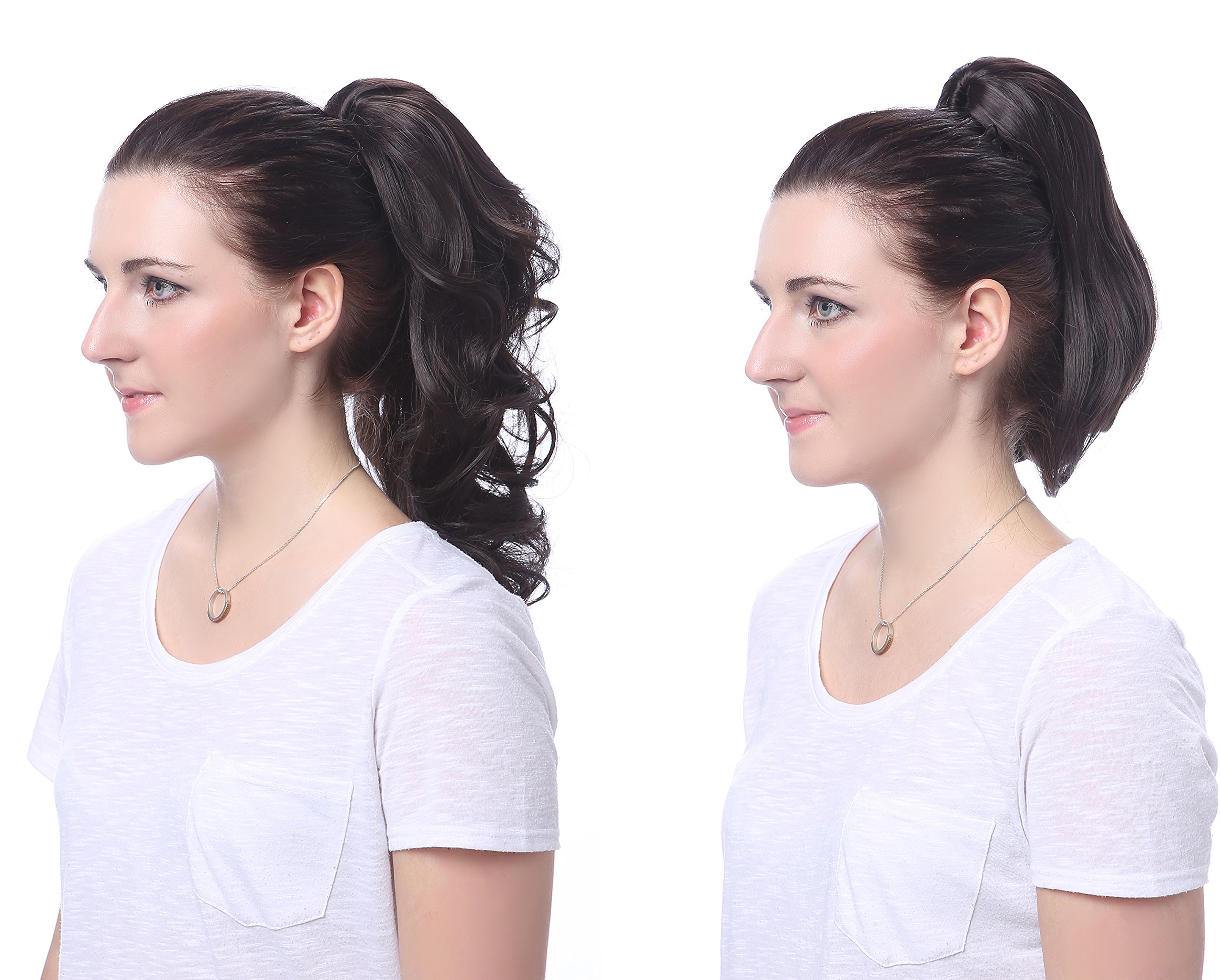 Onedor 15-Inch Synthetic Fiber Curly Ponytail Hair Extension with Clip-in Jaw Clips - Dual-Use Hairpiece for Women (1# Black) | Perfect for Parties, Cosplay & Everyday Styling