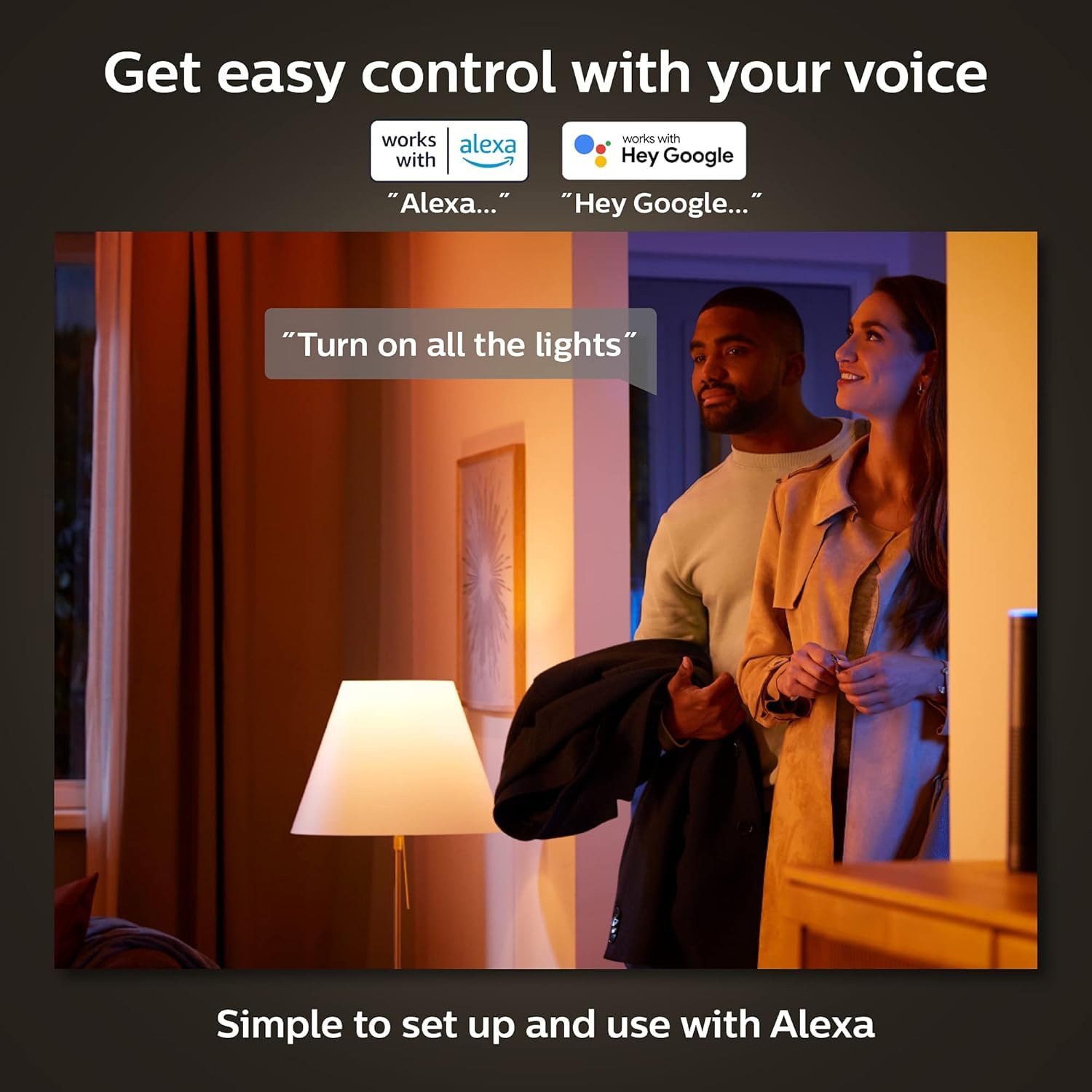 Philips Hue Smart 25W Candle-Shaped Filament LED Bulb - 4 Pack Soft Warm White Light (270LM, E12 Base) - Works with Alexa, Google Assistant & Apple HomeKit - Smart Home Lighting for Bedroom, Living Room & Dining Room