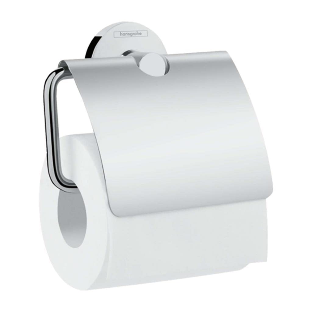 hansgrohe 5-inch Chrome Toilet Paper Holder with Cover - Model 41723000 | Modern Bathroom Accessory for Home & Commercial Use