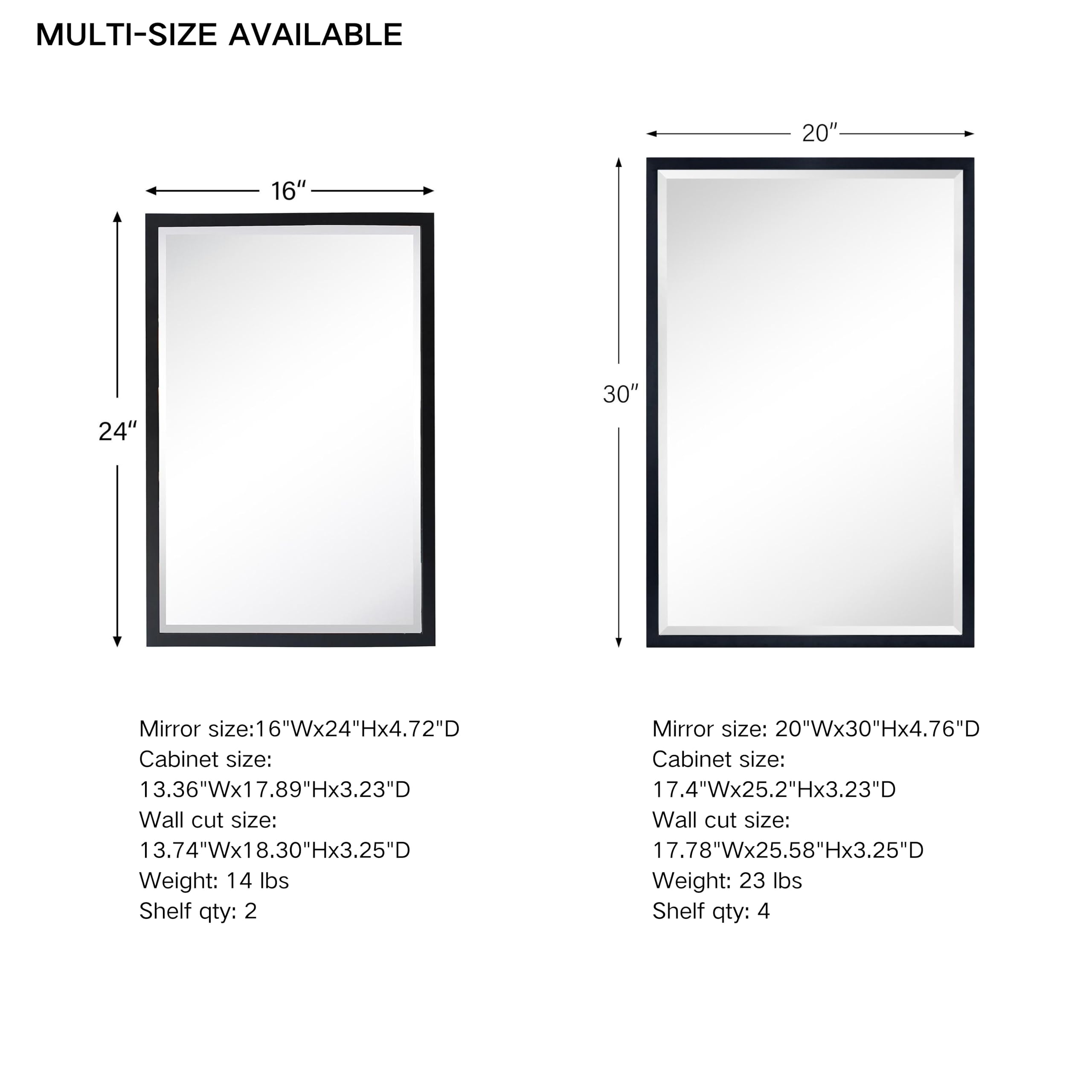 TEHOME 16x24 Inch Gold Metal Framed Recessed Bathroom Medicine Cabinet - Rectangle Tilting Beveled Vanity Mirror with Adjustable Shelves | Perfect for Bathroom Storage, Makeup Organization & Small Space Decor