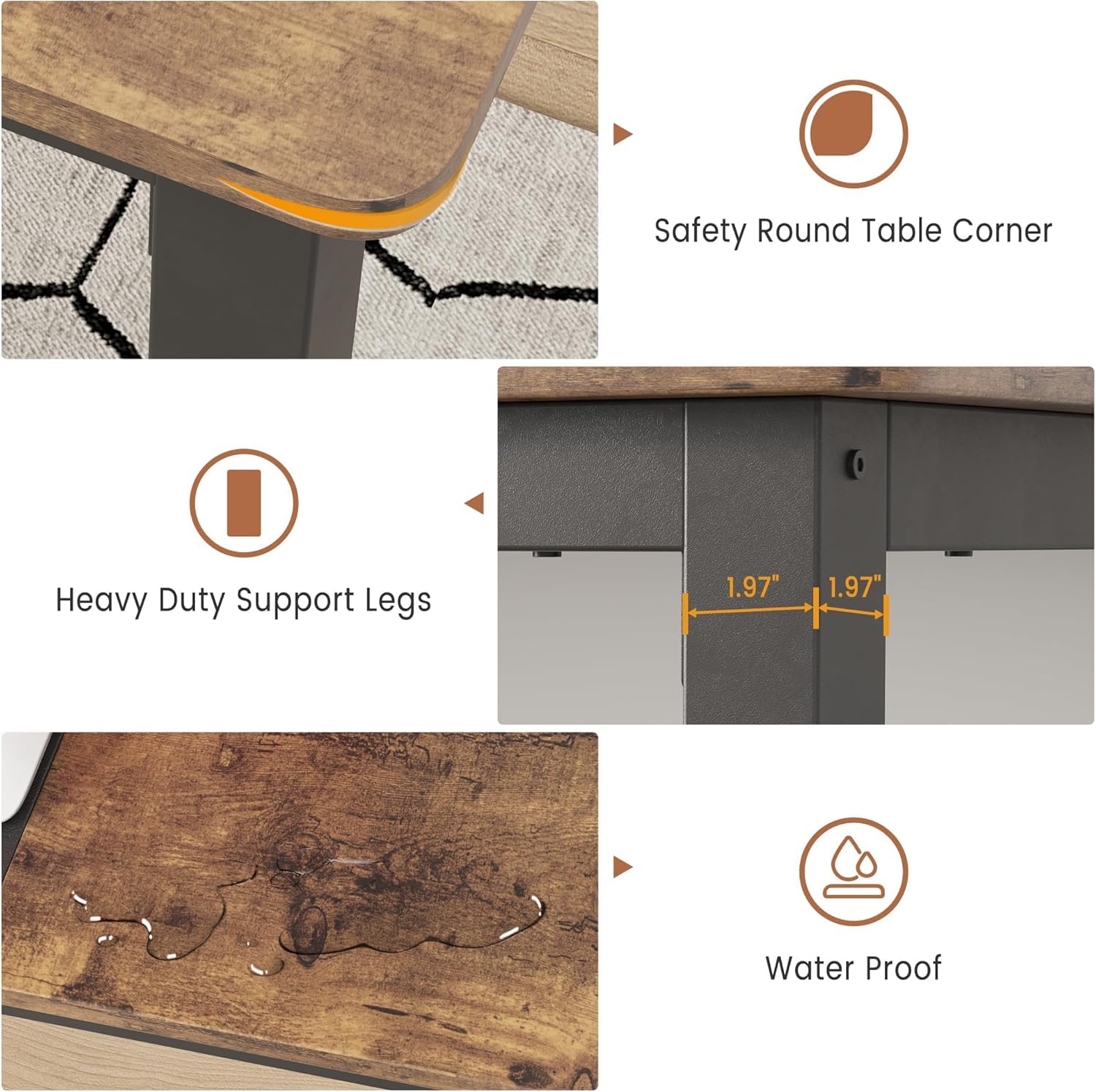 70.8 Inch Solid Wood Industrial Dining Table for 6 People - Rustic Brown Long Farmhouse Kitchen Table with Mortise & Tenon Joints & Sturdy Metal Legs - Perfect for Dining Room, Home Office, Living Room, Restaurant & Cafe Decor