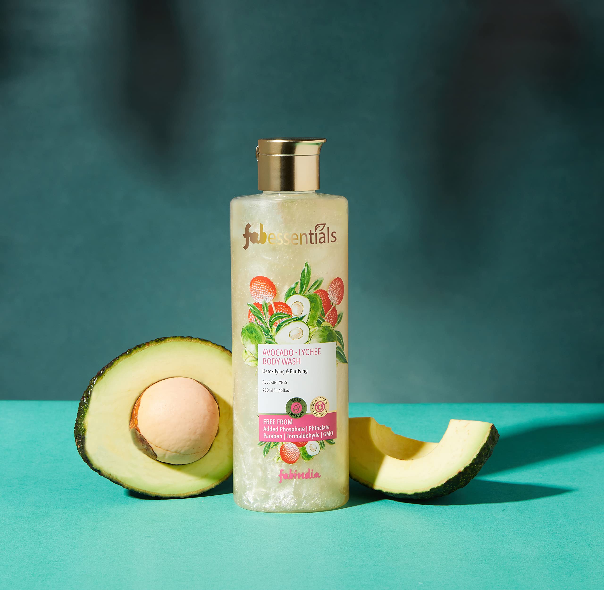 Fabessentials Avocado Lychee Body Wash - 250ml | Almond Oil Infused | Detoxifying & Purifying Body Wash for Daily Skin Cleansing | Rejuvenating & Moisturizing Body Lotion with Deep Nourishment & Skin Brightening | Perfect for Shower, Spa & Daily Skincare Routine