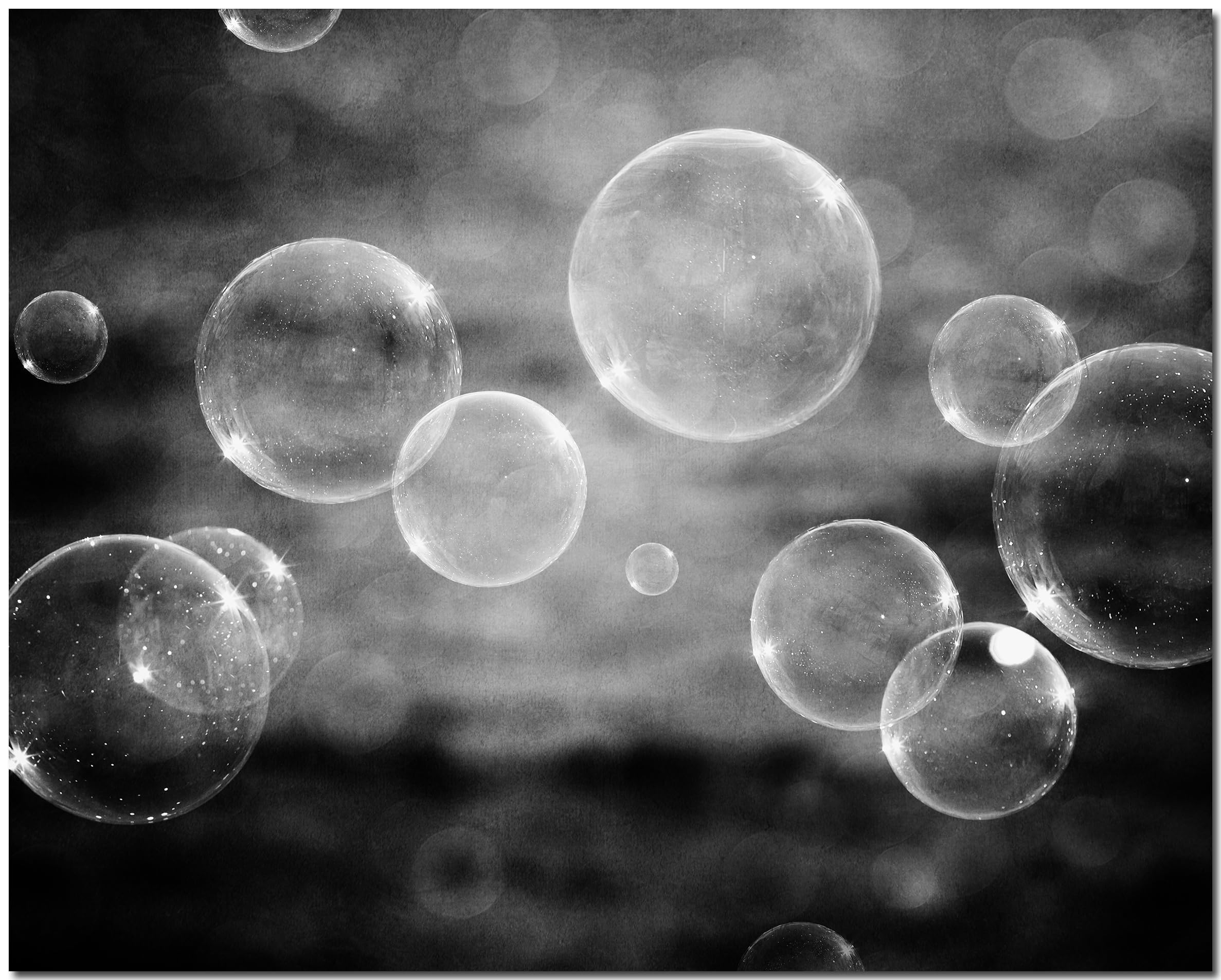 Black and White Bathroom Wall Art - 11x14” Unframed Print with 16x20” White Mat | Abstract Bubbles Picture for Kids Bathroom Decor, Nursery Artwork | Perfect for Modern Bathrooms, Baby Rooms & Spa-Inspired Decor