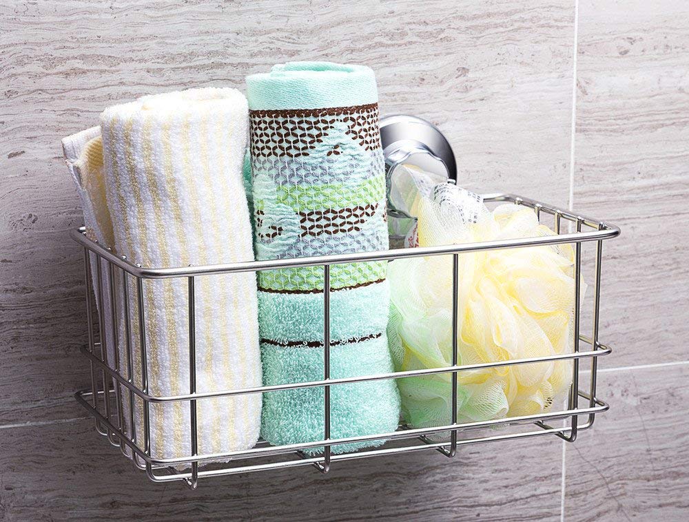 Stainless Steel Shower Caddy with Suction Cups - 2 Pack Bathroom Organizer for Shampoo, Soap & Bath Essentials | Space-Saving Shower Storage Solution for Small Bathrooms