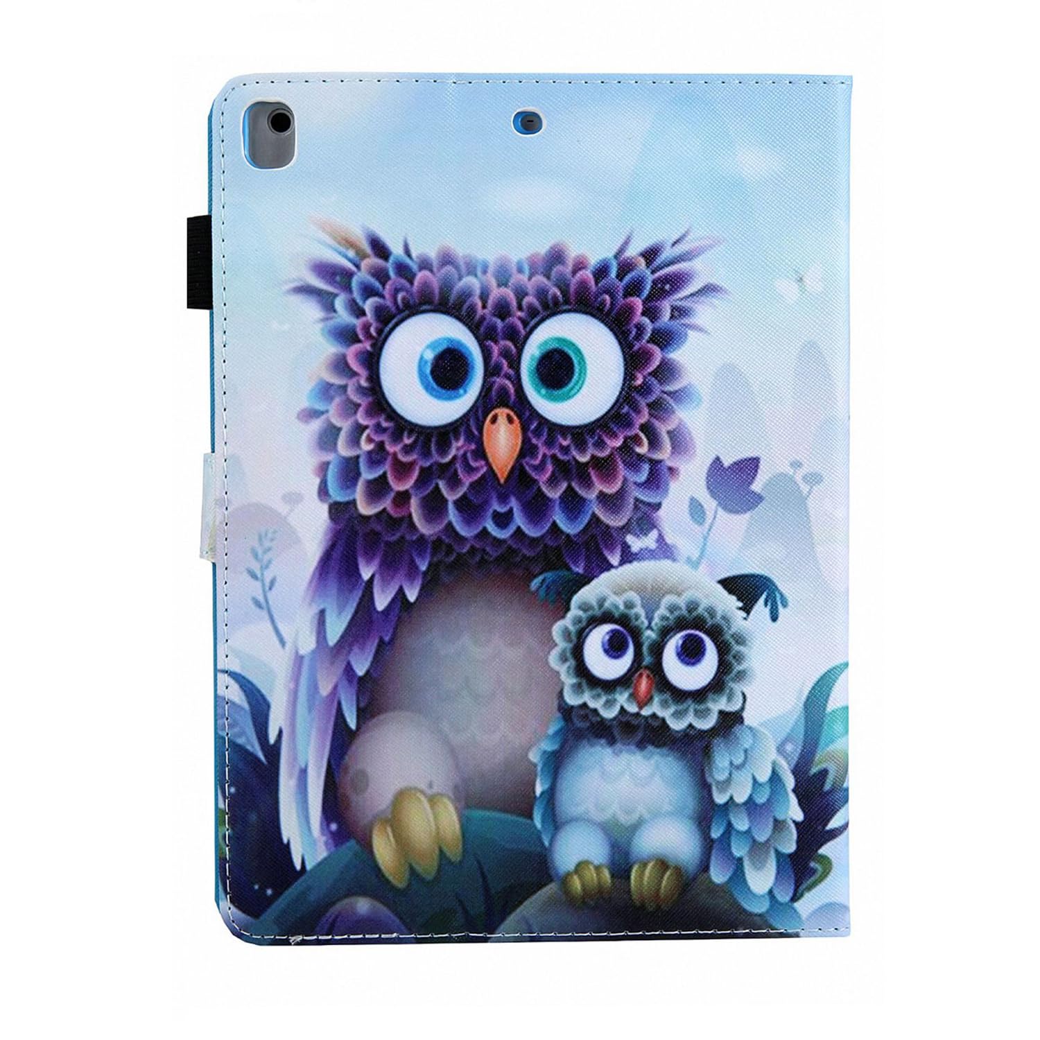 Premium iPad Case for iPad 6th/5th Gen, iPad 9.7 inch 2018/2017, iPad Air 2/Air 1 - Slim Folio Stand Cover with Pencil Holder & Auto Sleep/Wake Feature (Purple Owls Design) - Perfect for Work, School & Travel