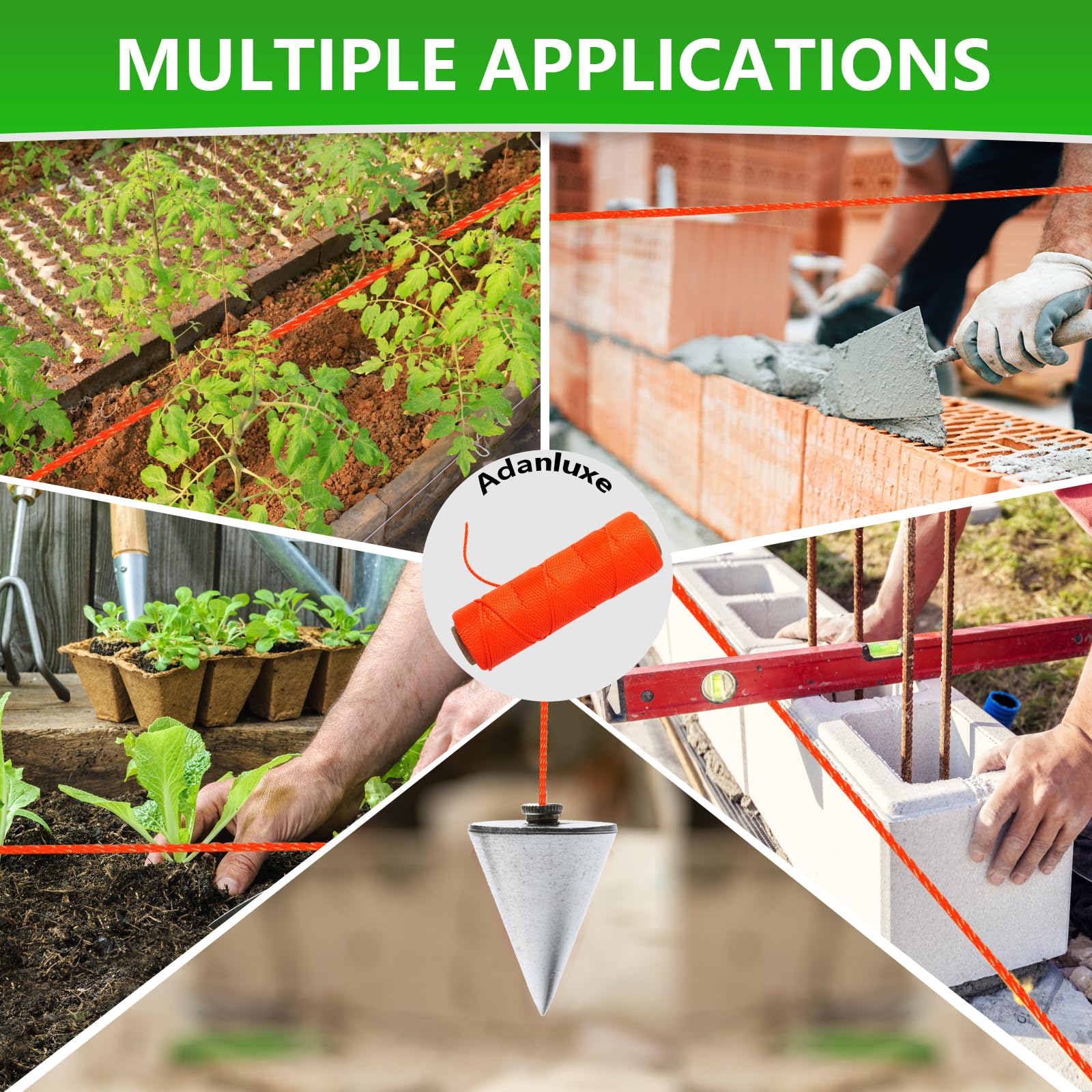 **250Ft #18 Braided Nylon Mason Line - Heavy-Duty Gardening Twine for Tomatoes, Construction Leveling & Outdoor Kite Flying - Durable & Weather-Resistant String for Masonry Tools & DIY Projects**