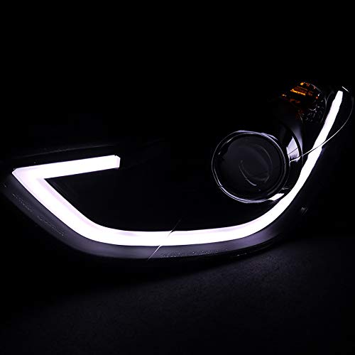 2011-2013 Hyundai Elantra Clear Lens Black Bezel LED DRL Projector Headlights - High Performance Replacement for Daytime Running Lights & Night Driving