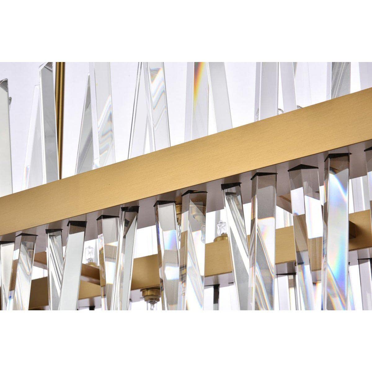 36 Inch Satin Gold Crystal Rectangle Chandelier Light - Modern Dining Room & Foyer Lighting Fixture for Elegant Home Decor