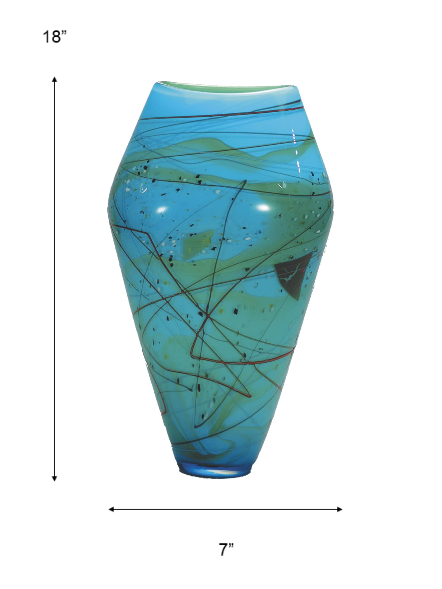 Dale Tiffany PG60690 Mystic Blue Art Glass Jar Vase - 7x18 Inch Handcrafted Decorative Home Decor for Living Room, Dining Table, or Wedding Centerpiece