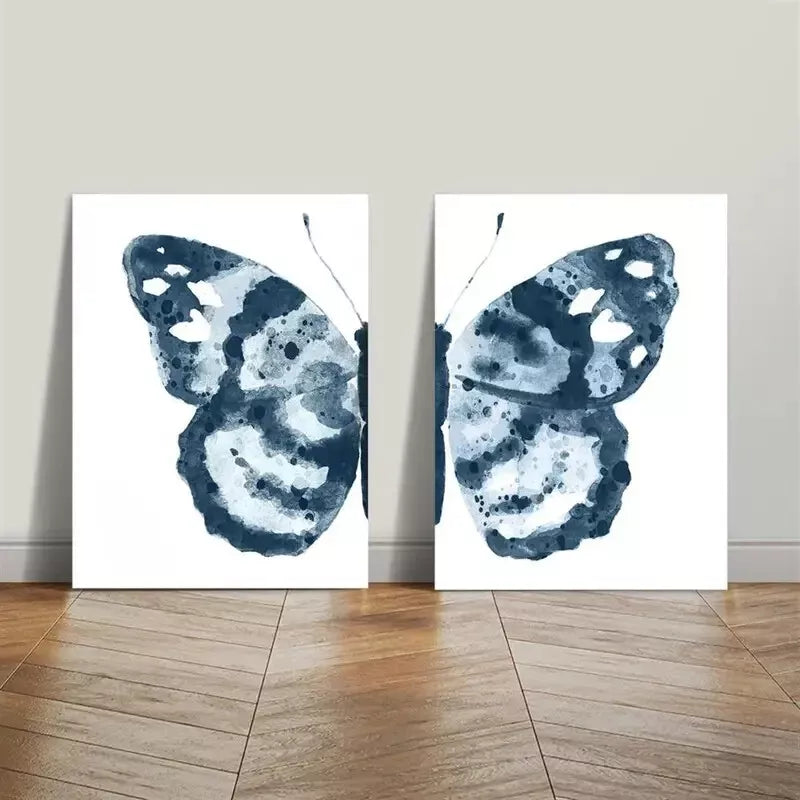 2-Piece Abstract Wings Art Geometric Butterfly Blue Spots Framed Canvas Wall Decor - 50x75cm High Quality Print | 100% Australian Made | Ready to Hang - Perfect for Living Room, Bedroom & Office Decor