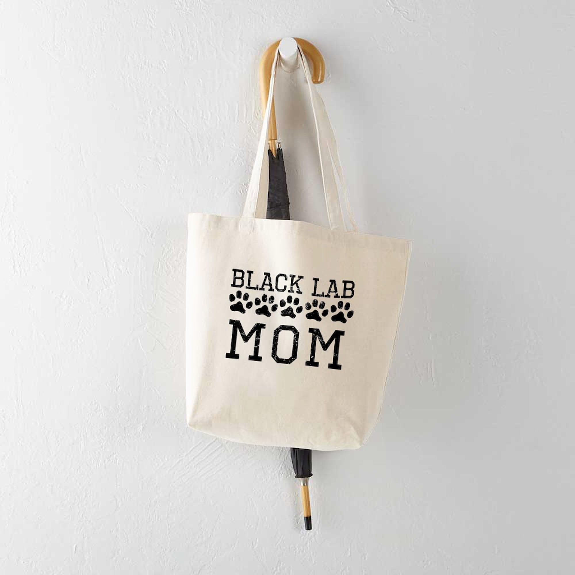 Black Lab Mom Distressed Canvas Tote Bag - Natural Reusable Shopping Bag for Women | Perfect for Groceries, Beach Trips & Everyday Use