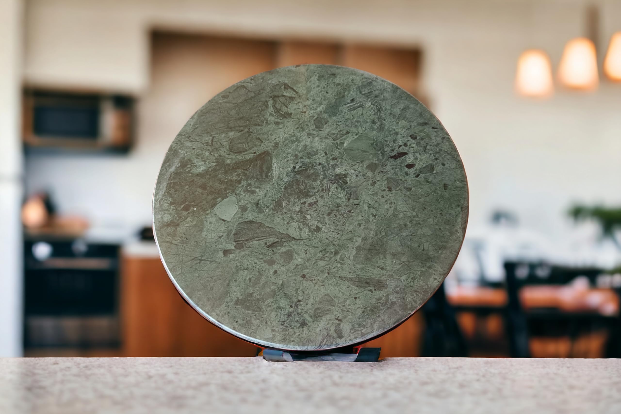 EAKDANT Handmade Marble Round Chakla for Roti - 9 Inch Heavy Duty Dual-Sided Kitchen Utensil (Green) - Perfect for Indian Bread Making, Dough Rolling & Traditional Cooking