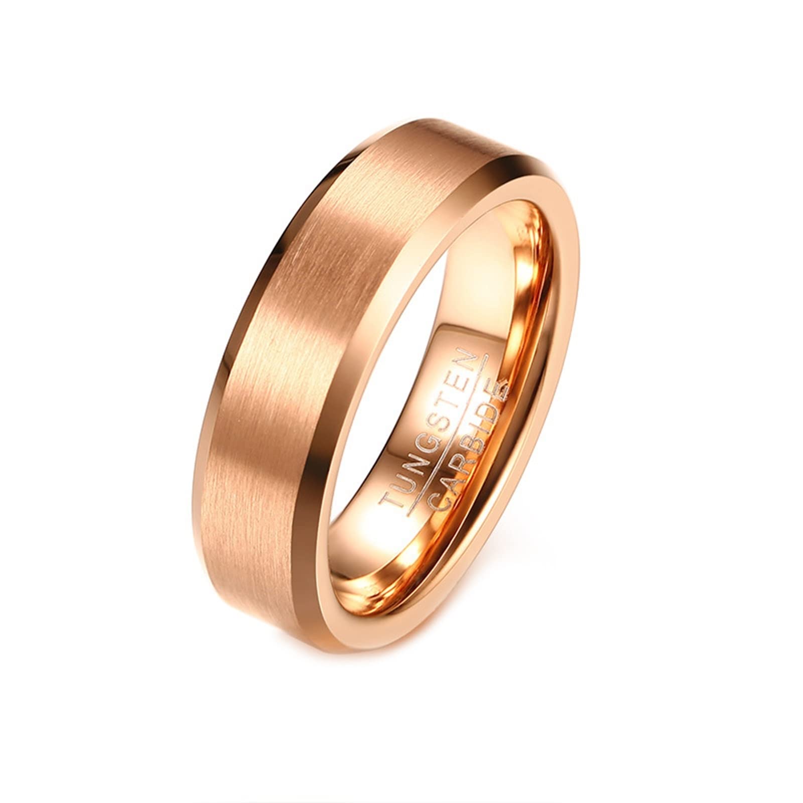 Tungsten Rings for Men - Comfort Fit Wedding Band Size 7-12, Polished 6mm Wide Beveled Edge Ring - Durable & Scratch Resistant for Daily Wear, Work, and Special Occasions